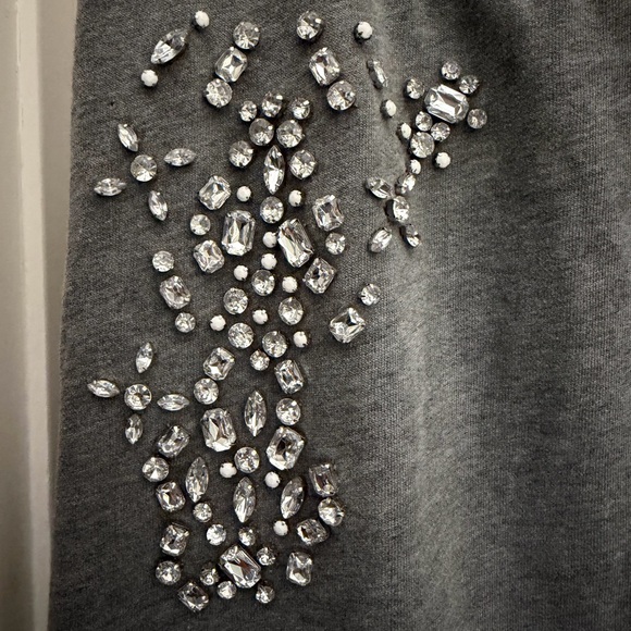 Express Heather Gray Crystal Embellished Sweatpant Joggers - Picture 4 of 5